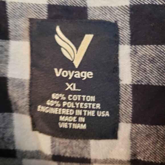 Voyage Mens Flannel Warm Button Up Shirt XL Blue Checked Classic Long Sleeve New - Picture 5 of 13